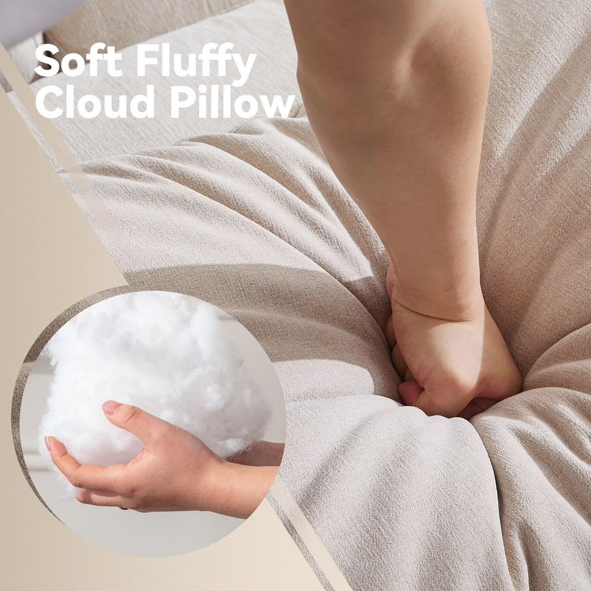 POYISOU 101" Cloud Couch Sectional Sofas for Living Room, L Shaped Modular Couch with Ottoman, Large Convertible Modern 3 Seats Sofa Chenille Comfy Couches for Apartment Lounge, Beige POYISOU