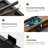 YITAHOME Queen Size Bed Frame with RGB LED Lights and 4 Drawers, Upholstered Platform Bed with Charging Station and Storage Headboard, No Box Spring Needed, Noise-Free, Fast Assembly, Rustic Brown YITAHOME