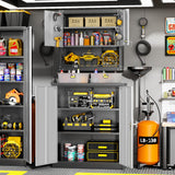 Greenvelly Metal Storage Cabinet,36” Lockable Storage Cabinet with Doors and Adjustable Shelves, Steel Locking File Cabinet for Garage,Home,School,Pantry(Black Grey) Greenvelly