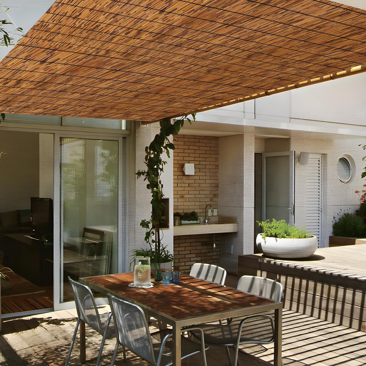 FENRUNXU Natural Bamboo Reed Fence,6FT X 16.4FT Reed Fencing Bamboo Fencing 6FT High Outdoor Privacy Reed Screening for Garden,Balcony,Backyard,Patio FENRUNXU