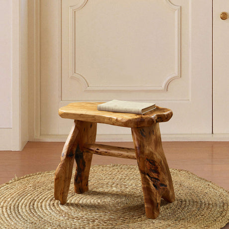 Greenage Cedar Roots Stool Naturally Shaped A-Leg, Medium, 15" x 12" x 13.8" H Wood Stump Side Table Stand Home Décor End Table Greenage
