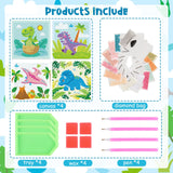 Cheerupp 4 Pcs Dinosaur Diamond Art Kits for Kids, Jungle Safari Animal DIY Creative Diamond Art Sticker Craft by Number for Adults Beginner, Full Round Drill Gem Art for Home Wall Decor Cheerupp