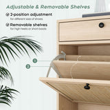 Brafab Freestanding Shoe Cabinet with 4 Flip Drawers, Natural Rattan Shoe Storage Organizer, Slim Shoe Storage for Entryway, Hallway Brafab