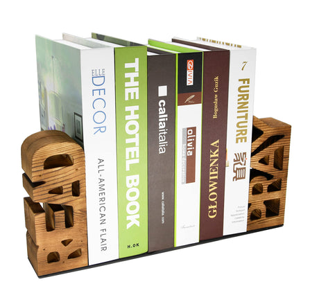 OwlGift Rustic Burnt Wood Read & Pray Block Word Bookends, Unique Appearance Design, Home Office Decorative Book Stand, 1 Pair Owlgift