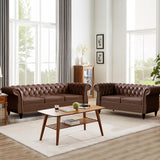 QHITTY 3 Piece Living Room Set, Sectional Chesterfield Sofa Chair Contemporary Upholstered Leather Loveseat Couch Sets for Living Room, Bedroom, Office QHITTY