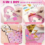 Tudaymol 4-in-1 Art & Craft Activity – DIY Dress Up Stickers, Makeup Kit, Foil & Gems Art, Creative Princess Fun, Costume Ideas & Accessories, Travel Toy, Gifts for Girls Ages 4-8-12 Tudaymol