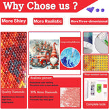Christmas Truck Diamond Art Kits for Adults - Christmas Gnome Diamond Painting Kits for Adults, 5D Round Full Drill DIY Gem Art Paint by Diamonds 14x14 inch Axquilon