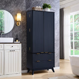 OKD 72" Pantry Cabinet, Fluted Modern Kitchen Hutch, Tall Storage Cabinet with 10 Door Shelves & 2 Drawers, Wood Cupboard for Kitchen & Living Room, Dark Grey OKD