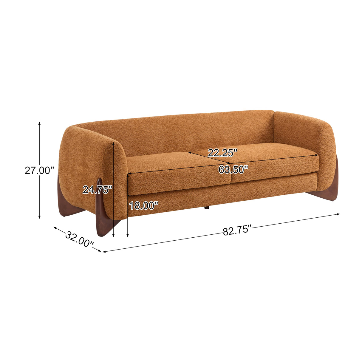 Christopher Knight Home Almab 82 Inches Sofa Couch, Cozy Boucle Upholstered 3-Seater Sofa, Wood Frame Couch, Comfy Couches for Living Room and Office, Modern Sofa, Caramel Brown Christopher Knight Home