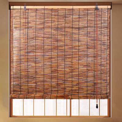 FoundGo Natural Bamboo Roller Blinds - Light Filtering Shades for Indoor and Outdoor Use