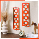 CroBlissful 2 Pcs Mid Century Modern Wall Art Wood Mid Century Elegance Decor Accents Abstract Wall Sculpture Geometric Panels for Interior Panel Art for Home Living Room(Orange) CroBlissful