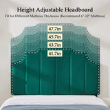 VECELO Twin Upholstered Platform Bed Frame with Tufted Adjustable Headboard/Mattress Foundation/Wood Slat Support,Easy Assembly,Dark Green VECELO