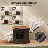 Tangkula Patio Rattan 360 Degree Swivel Recliner Chair, Wicker Lounge Chair w/Adjustable Backrest & Footrest, Cushioned Push Back Reclining Seat w/Flip Side Table for Porch, Yard, Lawn (Off White,1) Tangkula