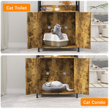 Katrawu Litter Box Enclosure with Shelves, Hidden Cat Enclosure Furniture,2-in-1 Tall Cat Litter Box Cabinet,Cat Washroom with Free Cat Scratch Pad,Rustic Brown 52in H Katrawu
