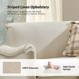 HULALA HOME 50.5" Loveseat Sofa with Stripe Pattern, 2 Seater Farmhouse Sofa with Rolled Wide Armrests and Rubber Wood Legs, Comfy Upholstered Small Couch for Living Room Bedroom, Linen HULALA HOME