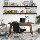 Forbena 48 Inches Long Floating Book Shelves for Wall Set of 3, Black Wall Bookshelves for Living Room, Large Heavy Duty Wood Wall Mounted Hanging Bookshelf for Bedroom Office Library Classroom Forbena