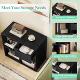 Giantex 3 Cube Bookcase with Drawer, 2 Tier Bookshelf for Small Spaces, Modern Freestanding Display Rack with Open Shelves, Book Case, Wood Cube Storage Organizer Bedroom Living Room, Black Giantex