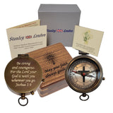 Personalized Engraved Compass Gift for Baptism, Confirmation | Proverbs 3:5-6 Trust in The Lord | Joshua 1:9 Be Strong and Courageous | Gift Box and Greeting Card Included (FBA - Joshua 1:9) Stanley London