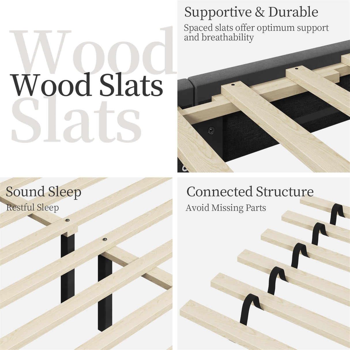 Yaheetech Queen Bed Frame Upholstered Platform Bed with Wing Side/Wooden Slat Support/Tufted Headboard with Wing Side/Mattress Foundation/No Box Spring Needed,Dark Gray Queen Bed Yaheetech