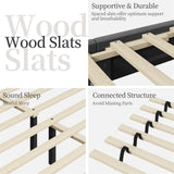 Yaheetech Queen Bed Frame Upholstered Platform Bed with Wing Side/Wooden Slat Support/Tufted Headboard with Wing Side/Mattress Foundation/No Box Spring Needed,Dark Gray Queen Bed Yaheetech