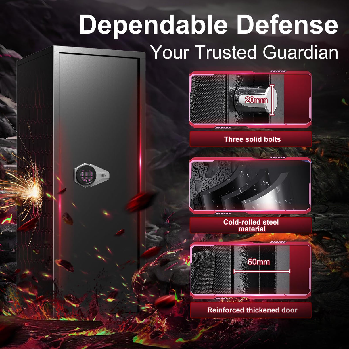 BONANO 10-12 Gun Safe, Gun Safe for Rifles and Pistols, Gun Cabinets for Rifles and Shotguns, Long Gun Safes with Dual Alarm & Mute Mode, Multi-Function Gun Cabinet with Removable Gun Racks BONANO