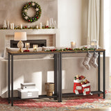 YATINEY Narrow Console Table, 2-Tier Small Sofa Table, 29.5" Thin Entryway Table, Behind Couch Table with Shelves, Industrial Hallway Table, for Living Room, Foyer, Rustic Brown and Black CT03BR YATINEY