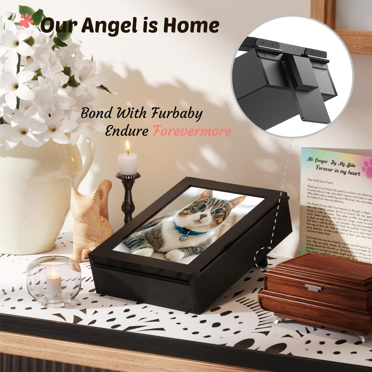 Grarry Pet Memorial Shadow Box with Paw Print Impression Kit Keepsake, 4”X6” Dog Cat Picture Frame, DIY Pawprint Clay Ornament Gift, Acrylic Loss of Dogs Sympathy Gifts with Hair Bottle for Pets Lover Grarry