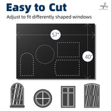 NIGHTON Portable Blackout Curtains 40"×57" Strong Hook and Loop Tape Strips with Adhesive,Blackout Shades That can be Cut,100% Blackout Material Window Blinds for Baby Nursery or Travel Use-Black NIGHTON
