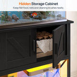 HOOBRO 20 Gallon Fish Tank Stand with Power Outlets and LED Light, Metal Frame Aquarium Stand, Reptile, Turtle Tank Stand with Cabinet Storage, 27.6'' L x 15.7'' W, 300 LBS Capacity, Black BB40UDFT01 HOOBRO