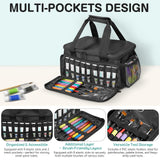 ORKELS Craft Paint and Marker Organizer, Acrylic Paint Storage Bag with Brush and Bottle Holders, Large Marker Carrying Case for Artists (Black) ORKELS