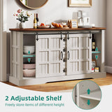 YITAHOME Farmhouse Buffet Cabinet with Storage, 59" Sideboard Cabinet w/Sliding Barn Doors and 4 Drawers, Kitchen Cabinets for Living Room, White Oak YITAHOME