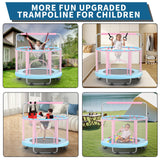 FitinOne 55" Toddler Mini Trampoline for Kids, Indoor Outdoor Toys with Swing, 440lbs Baby Kids Trampoline, Gymnastics Bar, Birthday Gifts for Boy Girl Age 1-8 FitinOne