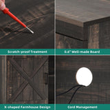 YITAHOME Buffet Cabinet, 59.5" Farmhouse Sideboard Buffet Storage Cabinet with Barn Door Coffee Bar Cabinet with Capacity 300 lbs for Home Dinning Living Room,Dark Rustic Oak, 26“ Height YITAHOME