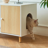 JanflyHome Litter Box Enclosure for 2 Cats - 42.5" Double Hidden Cat Litter Box Cabinet with Scratching Pad Large Space Indoor Pet House Crate Furniture Modern, Wood JanflyHome