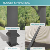 Halmuz 10x12ft Large Lean to Gazebo with Curtains & Netting,Wall Mounted Gazebo with Hard Top & Double Curtains,Metal Frame Garden Tent Suitable for Patio,Yards, Deck,Lawn, Garden,Grass-sand Halmuz