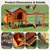 RUNSHED Chicken Coop for 4-6 Chickens Outdoor Wooden Hen House Poultry Pet Hutch for Backyard w/Run Cage & Nesting Box RUNSHED