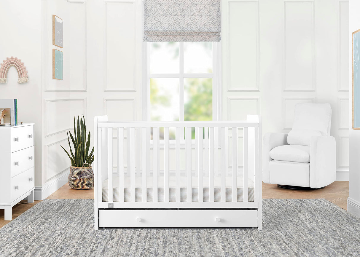 GAP babyGap Graham 4-in-1 Convertible Crib with Storage Drawer - Greenguard Gold Certified, Bianca White Delta Children