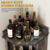 DWVO 53" Corner Bar Cabinet with Glass Door & LED Lights, Farmhouse Wine Cabinet with Glass Holder, 4-Tiers Liquor Cabinet Bar for Home Kitchen, Dining Room, Living Room, Dark Rustic Oak DWVO