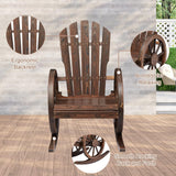 kinbor Rustic Outdoor Rocking Chairs Set of 2 - Rocker Chairs Wooden with Oversized Back and Wagon Wheel Armrest, Porch Patio Lawn Garden Furniture, Brown kinbor