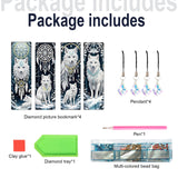JISHSHAY 4 PCS Diamond Art Book Marks Wolf Diamond Painting Bookmarks Dreamcatcher Gem Art Bookmarkers Animal Gem Painting Book Markers Mosaic Kits for Adults Page Markers Embroidery Bookmarks JISHSHAY