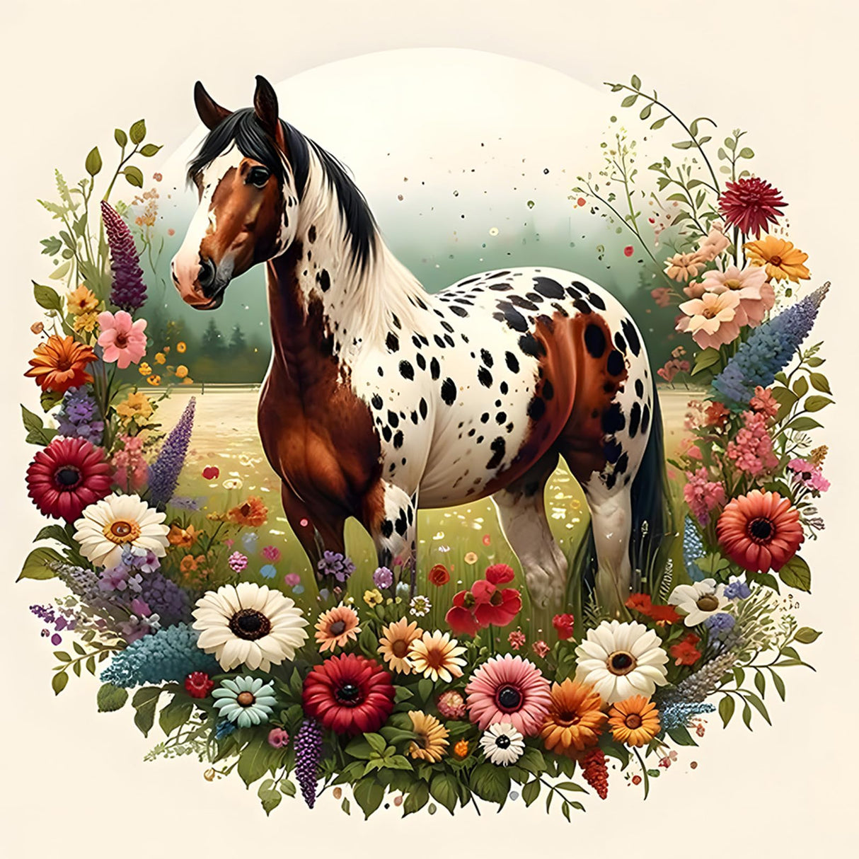 RICUVED Horse Diamond Painting Kits for Adults, Animal Diamond Art Kits for Adults DIY 5D Flowers Diamond Art Painting Full Drill Round Rhinestone Gem Art and Crafts for Home Wall Decor 12X12inch RICUVED