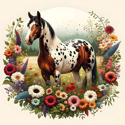 RICUVED Horse Diamond Painting Kits for Adults, Animal Diamond Art Kits for Adults DIY 5D Flowers Diamond Art Painting Full Drill Round Rhinestone Gem Art and Crafts for Home Wall Decor 12X12inch