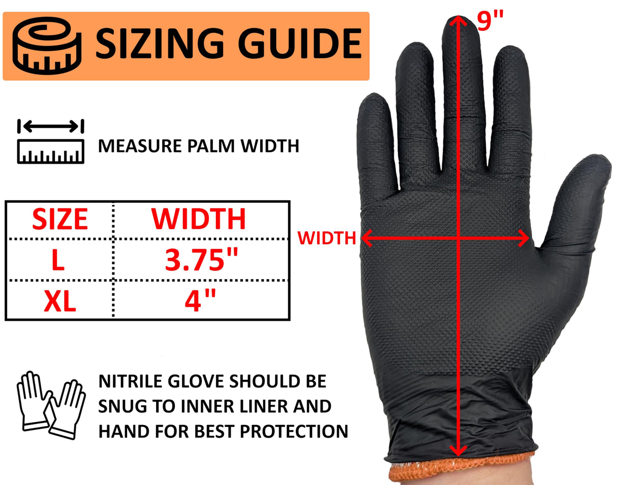 HDMNDD Black Disposable BBQ Grill Gloves Kit - 50 Heavy Duty Textured Grip and 2 Heat Resistant Reusable Liners Meat Pulling (Full Palm & Finger Texture, X-Large) HDMNDD