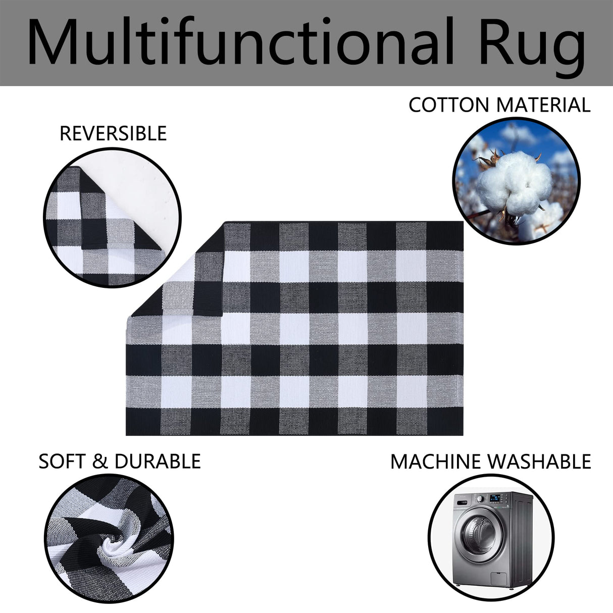 Home Sweet Home Doormat Set, 2-Piece Layered Front Porch Mat Combo, Natural Coir Welcome Mat with Black and White Buffalo Plaid Rug, Farmhouse Outdoor Entryway Decor for Porch, Patio, Home Homydecor