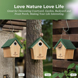 Kingsyard Wooden Bird House with Predator Guard, Wren Bird Nesting for Outdoor, Garden Patio Nest Box for Wild Bird Watching, Green Kingsyard