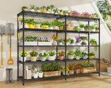 PrimeZone 72" W x 16" D x 76" H Adjustable Garage Shelving, 5 Tier Heavy Duty Metal Storage Shelves, Steel Wire Rack Storage Shelving Organizer for Warehouse, Kitchen, Pantry, Garage, Basement, Black PrimeZone