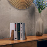 TILISMA Bookends, Walnut Wood with Metal Base - 2 Handmade Book Holders for Heavy Books - Decorative Accessories for Bookshelf Organization and Display TILISMA