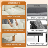 WUTUTUEE 65" Chenille Loveseat Sofa, Modern 2-Seater Love Seat Couch with Armrest Pillows, Storage Pockets, Easy Assembly, Upholstered Tufted Loveseat Sofa Couches for Living Room Bedroom, Beige WUTUTUEE