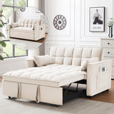 Wakefit 3 in 1 Convertible Sleeper Sofa Bed, Futon Couches for Living Room with Side Pocket | Adjustable Backrest| Velvet Fabric | Pull Out Couch | Recliner Loveseat | Sectional Sofa, Creamywhite Wakefit