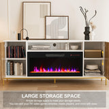 BELLEZE 68" Wood TV Stand with 36" Electric Fireplace, Entertainment Center with Storage Cabinet, Console Table for TVs up to 75 Inches, for Living Room, Bedroom - Harper (White Ebony) BELLEZE